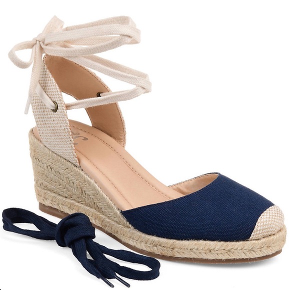 Journee Collection Shoes - Journee Collection navy espadrille wedge sandal